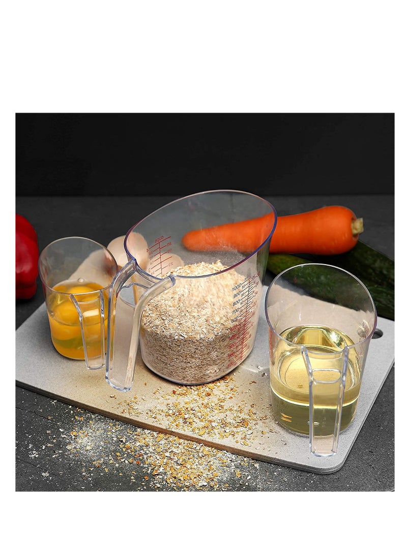 SYOSI Measuring Cups Set 3Pcs Plastic Measuring Cup of BPA free with Plug in Nesting Handle Stackable Design and Multiple Measurement Scales Clear  - Image 4