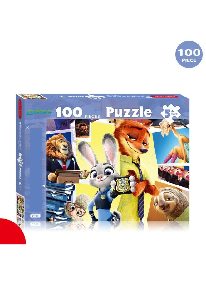 Halamodo 100Pcs Zootopia Puzzle Judy Nick Cartoon Puzzle Toy, Children Early Educational Puzzle, Parent-Child Interactive Game, Ideal for Relaxation and Home Decoration, Birthday Gift For Boy Girl - Image 1