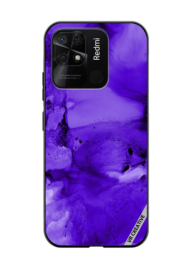 VR CREATIVE Protective Case Cover For Xiaomi Redmi 10C Violet Alcohol Ink Wash Texture On White Paper Design Multicolour - Image 1