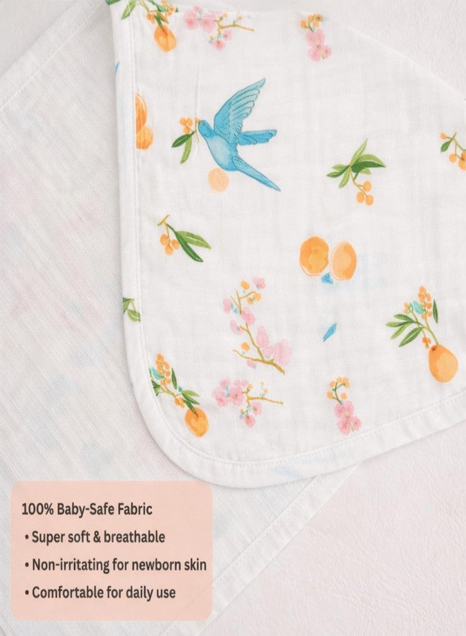 Nestlooms 100% Organic Cotton Muslin Baby Burp Cloths (21 X 10 inches), Ultra-Soft, Extra Absorbent Hankies & Napkins, Large Size Burping Cloth for Newborns & Infants Boys & Girls (Fruit Flyers) - Image 2
