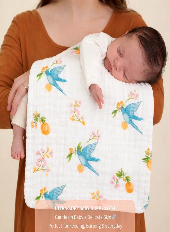 Nestlooms 100% Organic Cotton Muslin Baby Burp Cloths (21 X 10 inches), Ultra-Soft, Extra Absorbent Hankies & Napkins, Large Size Burping Cloth for Newborns & Infants Boys & Girls (Fruit Flyers) - Image 5
