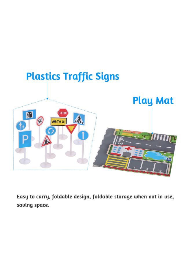 NIBEMINENT Traffic Sign Playset With Play Mat - Image 3