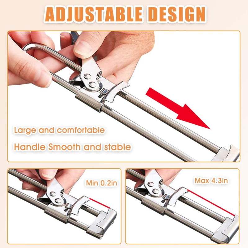Adjustable Jar Opener: Stainless Steel Silver - Multifunctional Grip Lid Opener for Seniors Arthritis Sufferers - Image 4