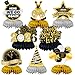 JULMELON Happy New Year Decorations 2026 8 PCS New Years Honeycomb Centerpieces Table Decorations Black and Gold Table Toppers Decor for New Year Eve Party Supplies Favors - Image 2