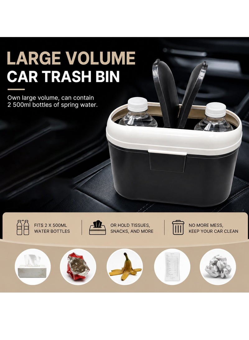MOB Car Trash Bin Large Capacity Vehicle Garbage Can with Dual Flip Lid, Portable Car Dustbin, Auto Waste Storage Box, Leak Resistant Interior Organizer, Tissue Holder, Seat Back Trash Container for Car SUV Truck Van Office Home ERPC13363 - Image 3