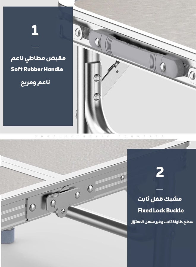 استكشاف الجبال طاولة تخييم قابلة للطي محمولة | ارتفاع قابل للتعديل، تتحمل حتى ‎50‎ كجم بثبات، سهلة التخزين | متعددة الاستخدام: مكتب دراسة / طاولة تخييم / طاولة شواء - Image 3