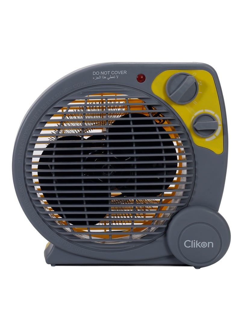 Clikon Compact Fan Heater – Instant Warmth for Home & Office 2000 W CK4240 Yellow/Grey - Image 2