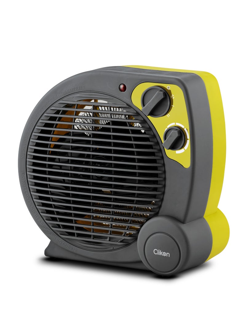 Clikon Compact Fan Heater – Instant Warmth for Home & Office 2000 W CK4240 Yellow/Grey - Image 4
