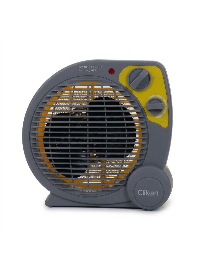 Clikon Fan Heater | Practical Fan Heating Design | Convenient Indoor Heating | Easy Room Heating | Everyday Heating Solution | 2-Year Warranty | CK4240 | Grey and Yellow 2000 W CK4240 Yellow/Grey - Image 1