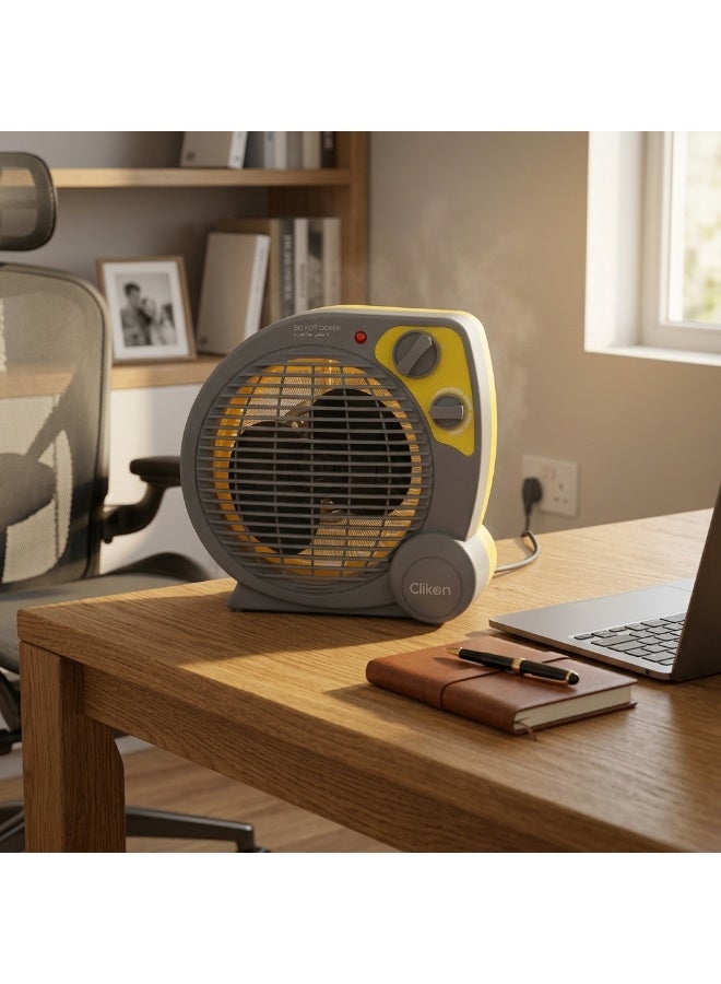 Clikon Fan Heater | Practical Fan Heating Design | Convenient Indoor Heating | Easy Room Heating | Everyday Heating Solution | 2-Year Warranty | CK4240 | Grey and Yellow 2000 W CK4240 Yellow/Grey - Image 4