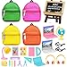 ENOCHT 27 Pcs 115 inch Doll School Accessories 4 Doll Backpack Bag with Zipper with Computers Glasses Blackboard 7 Pcs Study Accessories 8 Pcs Stationery Sets 2 headsets - Image 3