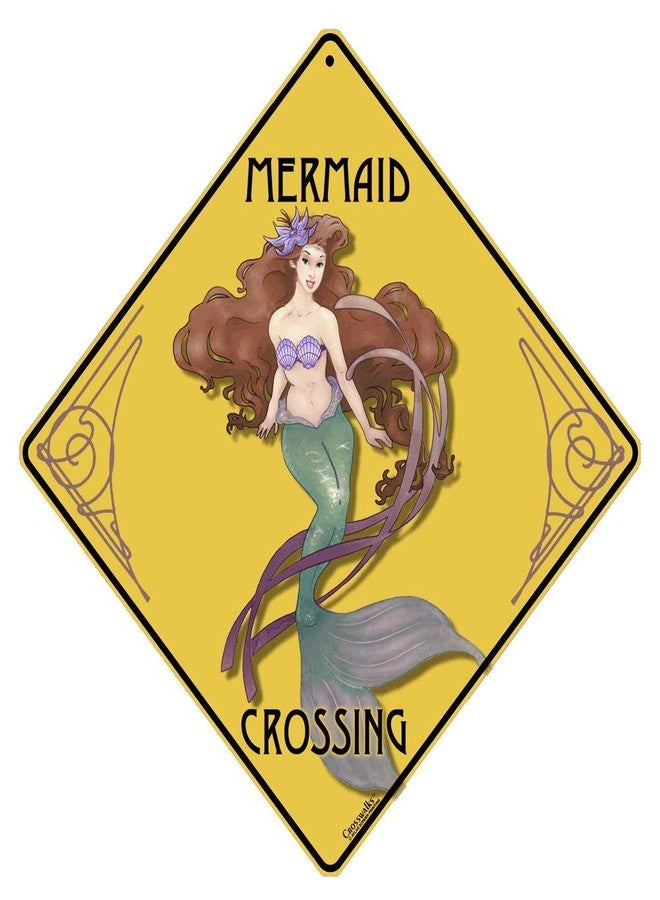 CROSSWALKS Mermaid Crossing 12" X 12" Aluminum Sign (X330-DC) - Image 1