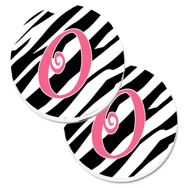 كارولينز تريجرس "" Caroline's Treasures Monogram Orial O Zebra Stripe & Pink مجموعة من 2 كوب من السيارات CJ1037-OCARC 2.56 متعدد الألوان " 