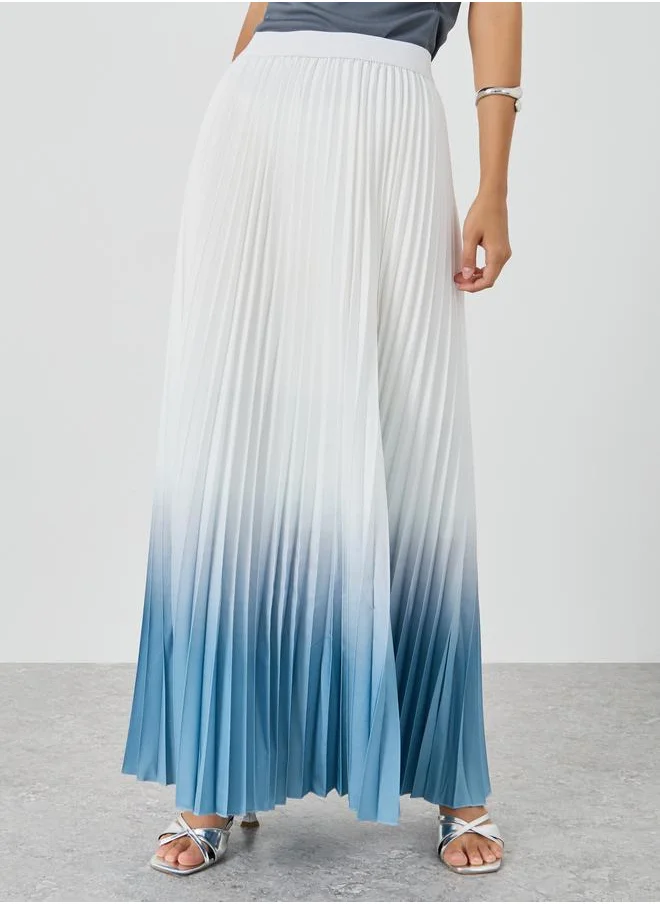 تايك تو Take Two Ombre Accordion Pleated A-Line Maxi Skirt