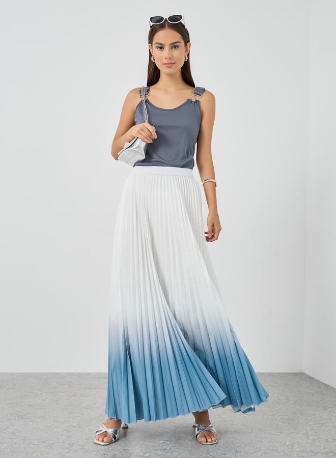Take Two Ombre Accordion Pleated A-Line Maxi Skirt - Image 1