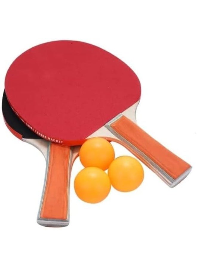 Table Tennis Racket and Balls Set - 2 Paddles, 3 Orange Balls - Image 1