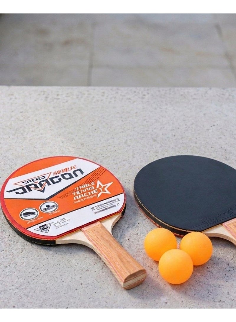Table Tennis Racket and Balls Set - 2 Paddles, 3 Orange Balls - Image 3