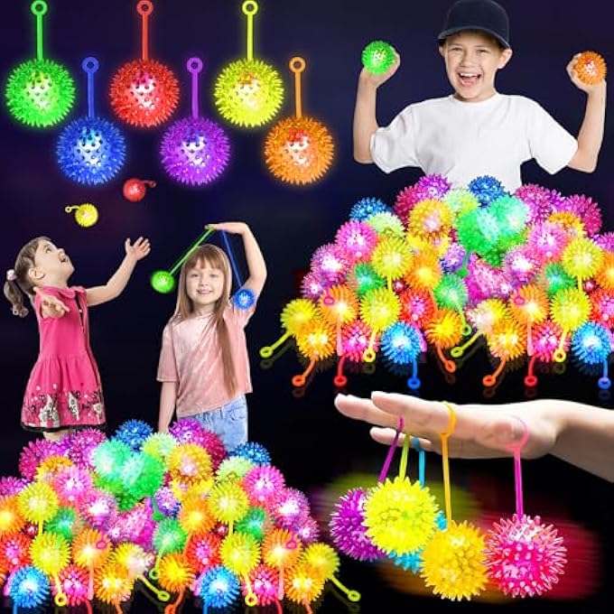 SHQDD 24PCS Light Up Ball, Bouncy Balls for Kids, 6 Colors Flashing Squeaky Ball, 2.55inch Light Up Toys, Bouncy Balls for Toddlers 1-3, Glow in The Dark Party Favors for Teens, Adults, Children - Image 1