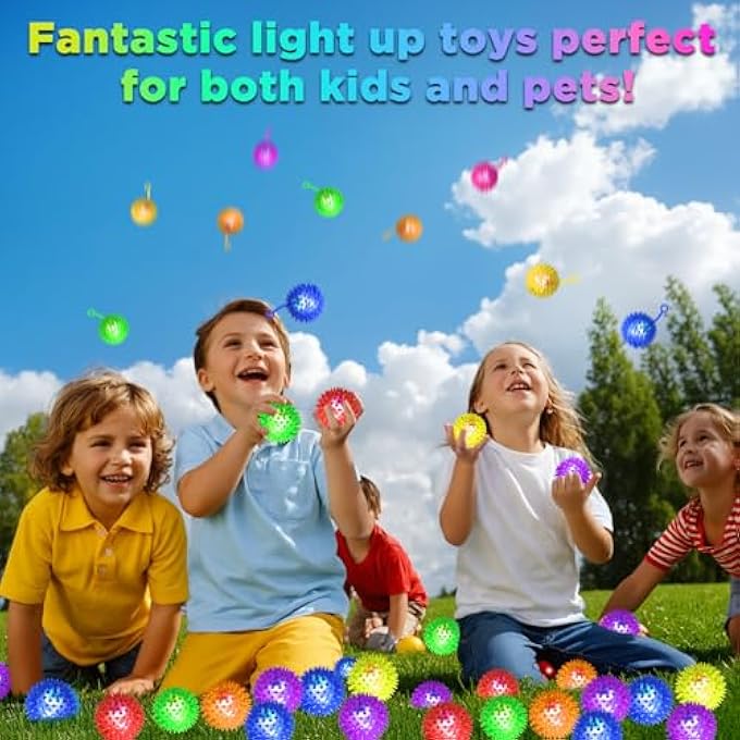 SHQDD 24PCS Light Up Ball, Bouncy Balls for Kids, 6 Colors Flashing Squeaky Ball, 2.55inch Light Up Toys, Bouncy Balls for Toddlers 1-3, Glow in The Dark Party Favors for Teens, Adults, Children - Image 4
