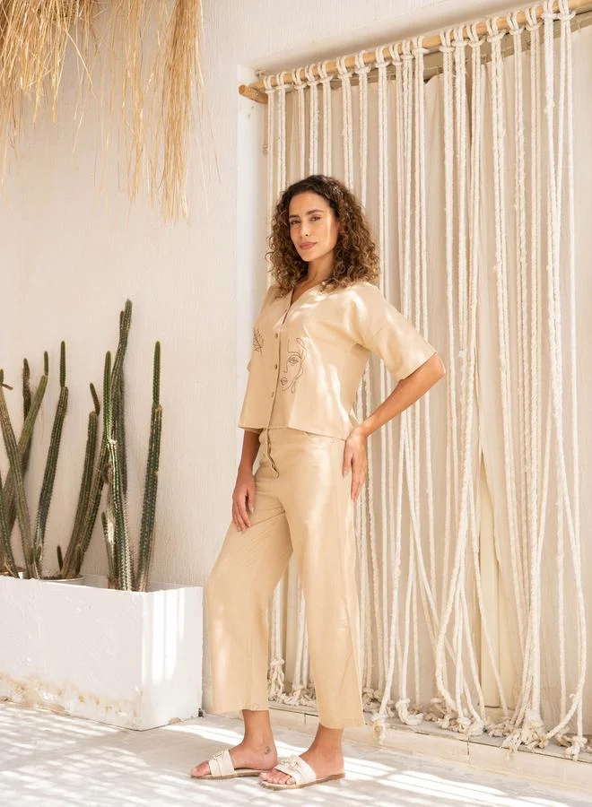 sanskrutihomes sanskrutihomes Printed V-Neck Buttoned Shirt and Pyjama Set