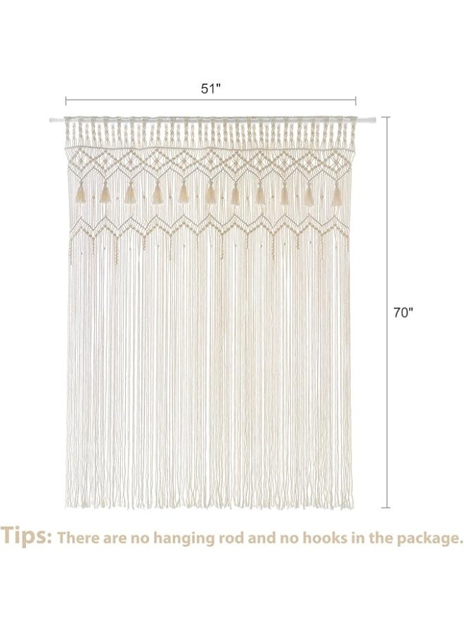 Antikiano Macrame Curtain Large Boho Woven Wall Hanging Window Curtains Handmade Bohemian Decor for Window Doorway Closet Wedding Backdrop Arch Bedroom Living Room Apartment, 51''Wide x 70''Long - Image 2