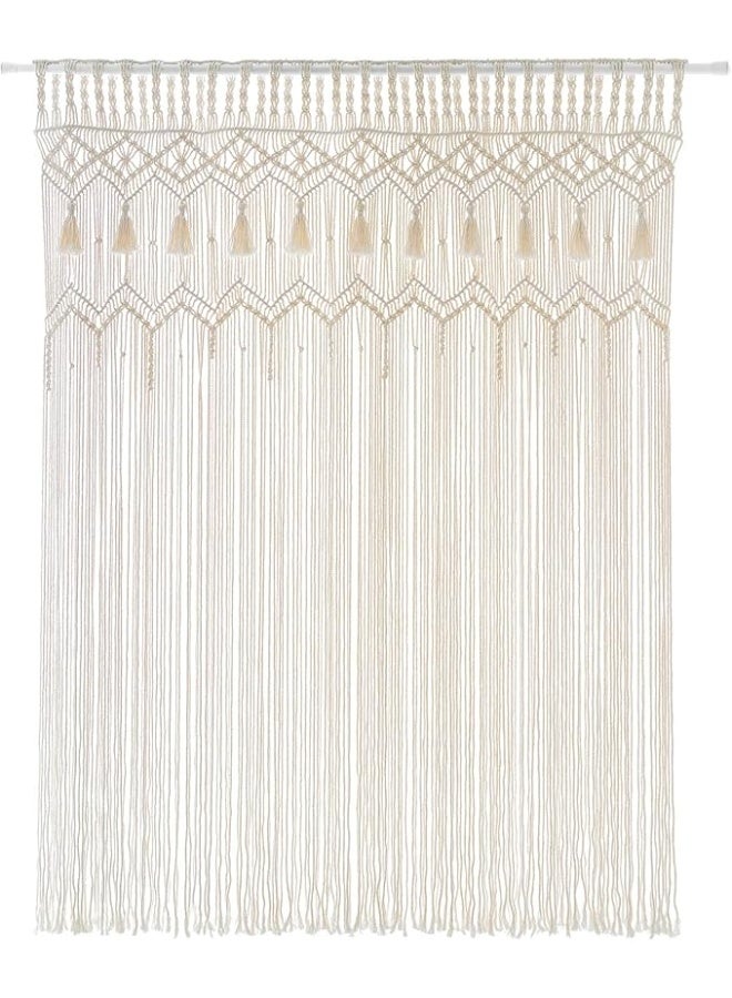 Antikiano Macrame Curtain Large Boho Woven Wall Hanging Window Curtains Handmade Bohemian Decor for Window Doorway Closet Wedding Backdrop Arch Bedroom Living Room Apartment, 51''Wide x 70''Long - Image 1