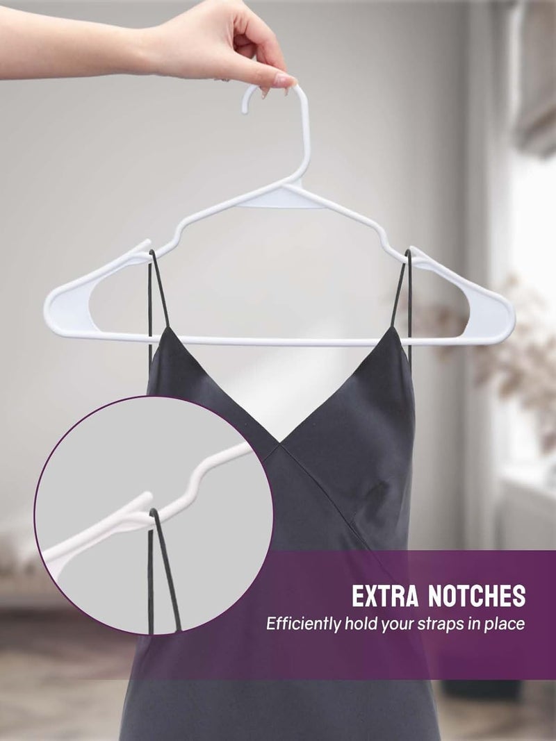 ROLLYWARE Plastic Hangers Clothes Hangers for Clothing, Closet, Coats & Shirts - Notched, Durable, Thick, Tough & Space Saving - for Everyday Standard Use, Room Essentials & Basics (White Pack of 10) - Image 3
