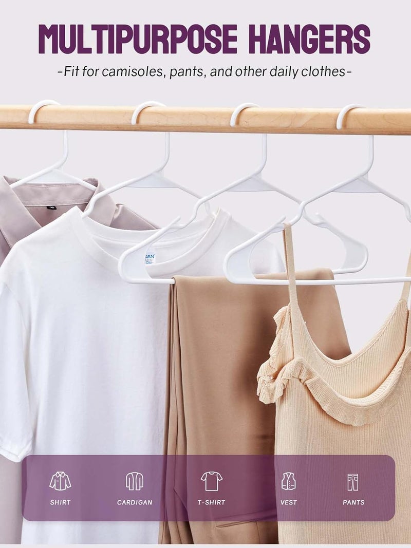 ROLLYWARE Plastic Hangers Clothes Hangers for Clothing, Closet, Coats & Shirts - Notched, Durable, Thick, Tough & Space Saving - for Everyday Standard Use, Room Essentials & Basics (White Pack of 10) - Image 2