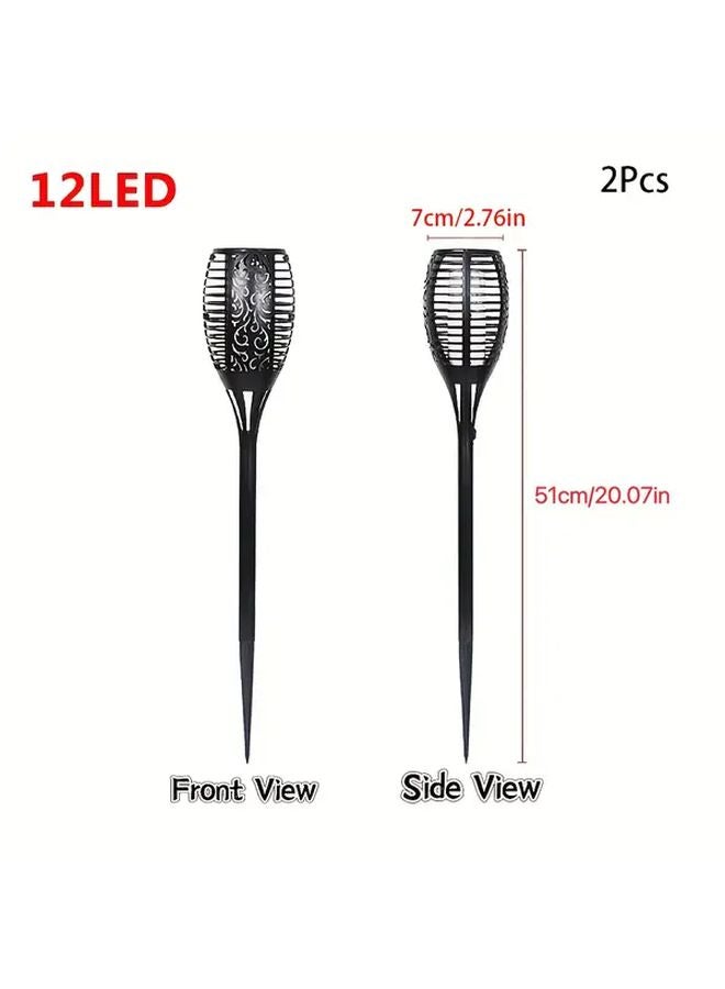 ضوء الشعلة الشمسية 12 مصباح LED للمناظر الطبيعية الخارجية في الحدائق، 2 عبوة - Image 1