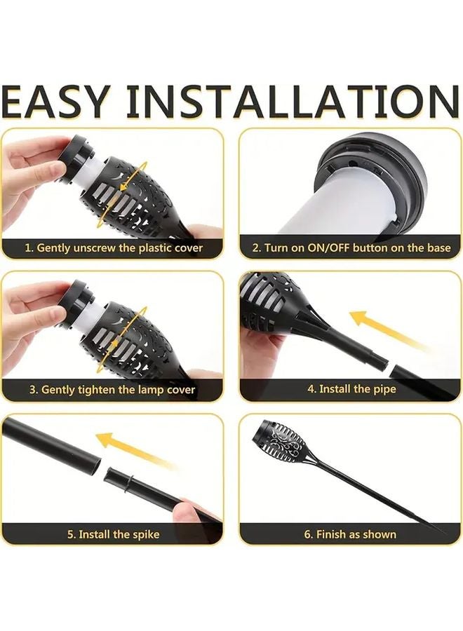 ضوء الشعلة الشمسية 12 مصباح LED للمناظر الطبيعية الخارجية في الحدائق، 2 عبوة - Image 3