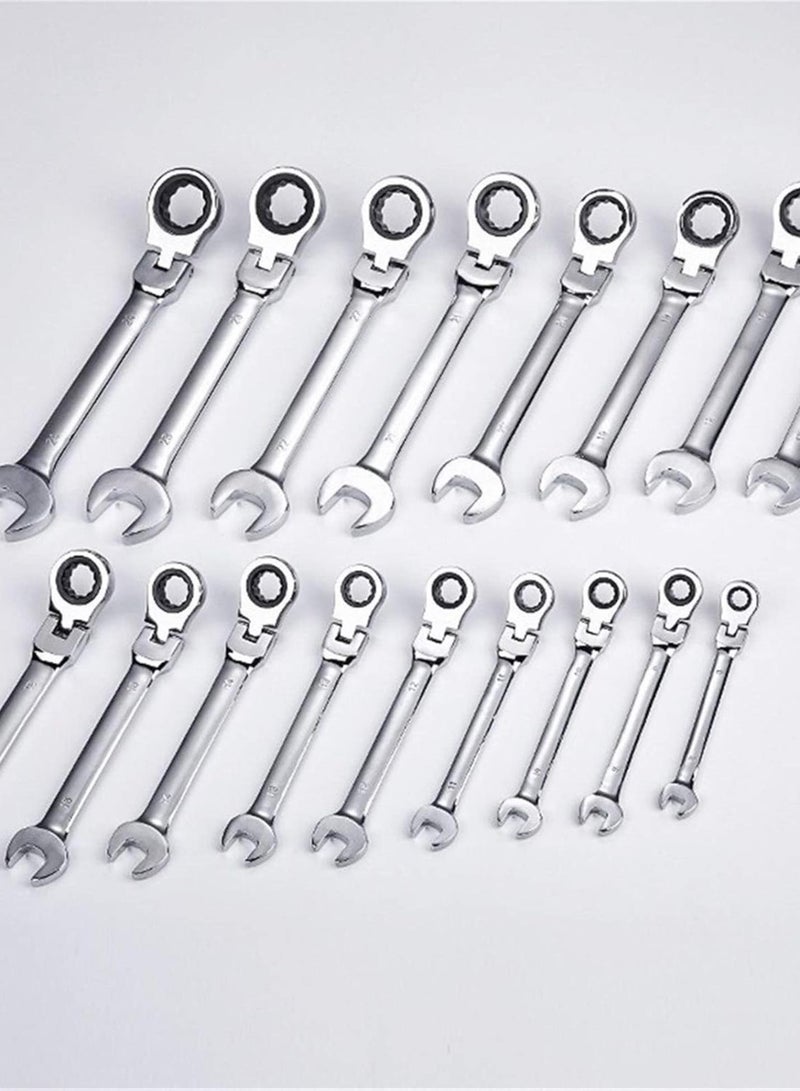 GGOOT Hardware Tool Ratcheting Box Combination Wrenches Ratchet head 72T Steel for Car Repair Ring Spanner one Set of Key Hand Tools (Color : 12pcs 8 19) - Image 1
