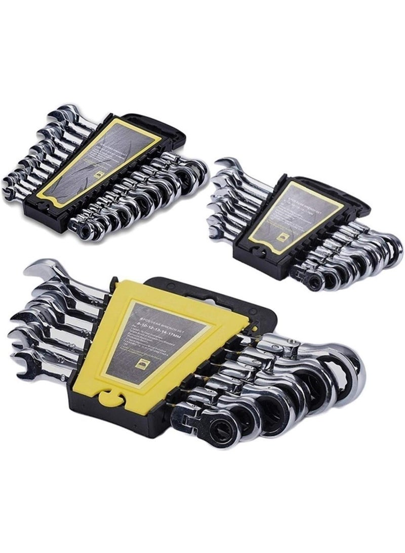 GGOOT Hardware Tool Ratcheting Box Combination Wrenches Ratchet head 72T Steel for Car Repair Ring Spanner one Set of Key Hand Tools (Color : 12pcs 8 19) - Image 3