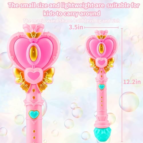 Tlkiaa 2 Pack Bubble Wand for Kids Princess Heart Bubble Machine Blower Maker Wands Easter Basket Stuffers Outdoor Toys Gifts for 3 4 5 6 7 8 Years Old Toddlers Little Girls - Image 5