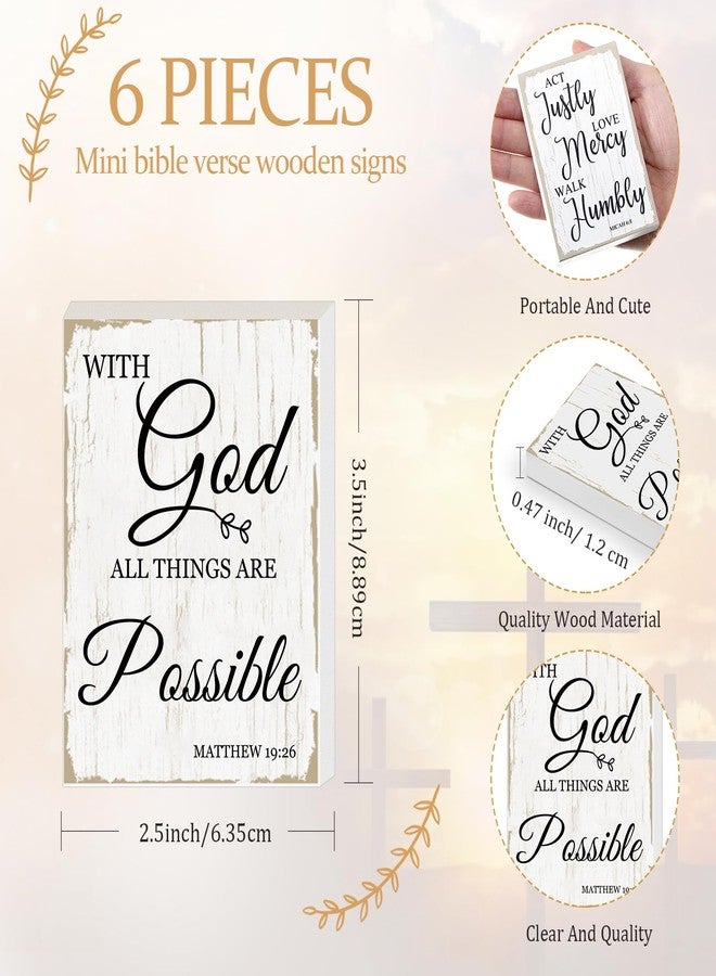 مايتيز مجموعة مايتيز المكونة من 6 قطع من اللافتات الخشبية الصغيرة المزخرفة بآيات الكتاب المقدس، ذات الطابع الديني والإلهامي والريفي، باللون الأبيض العتيق، لتزيين المنزل المسيحي (نمط أنيق). - Image 2