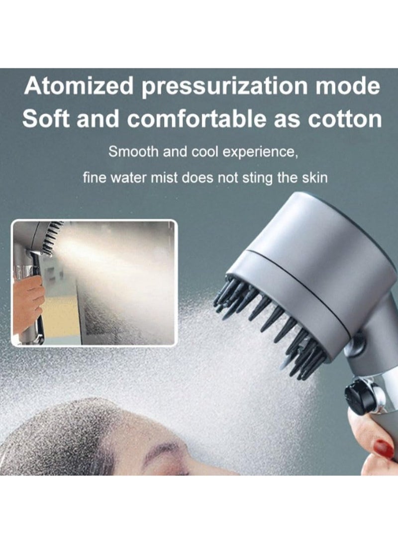 Generic - High-Pressure Shower Head, Hard Water Softener Filtered Hand Held Showerhead Set, Massage Showerhead Combo 3 Spray Settings with Anti-explosion Hose and Bracket (1.5m Hose, Grey) - Image 1