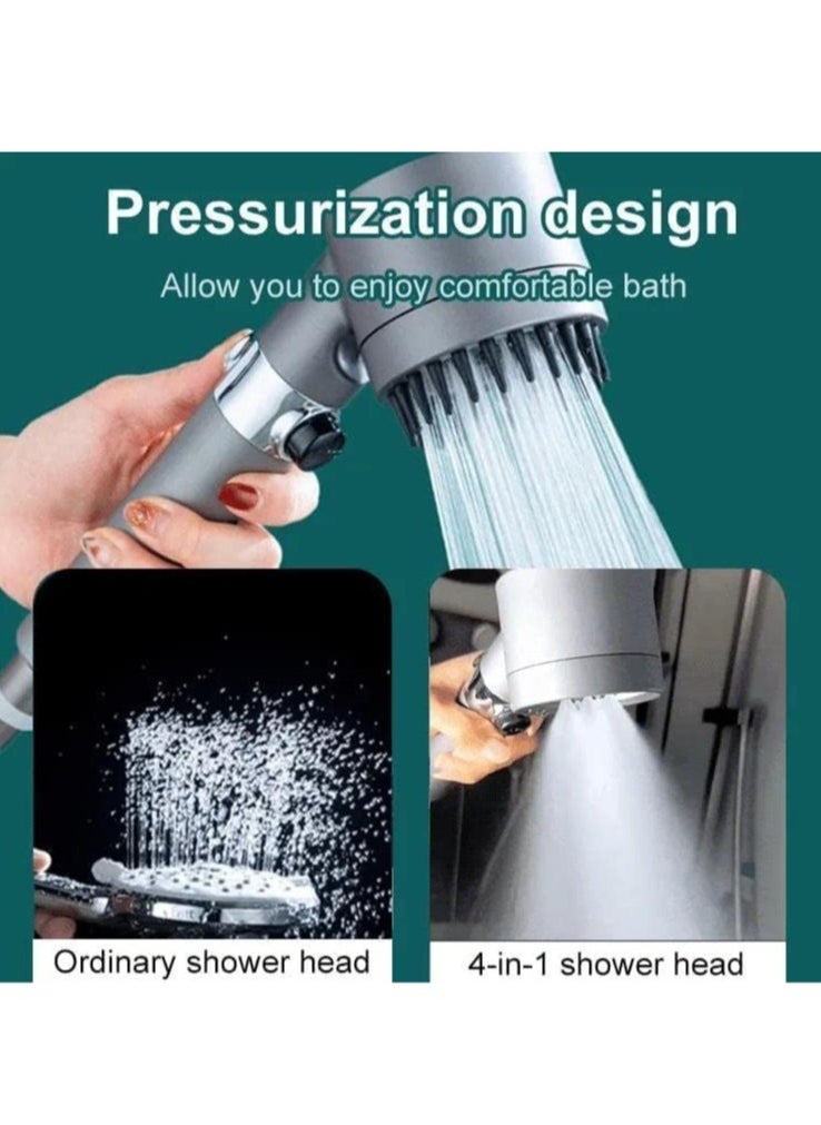 Generic - High-Pressure Shower Head, Hard Water Softener Filtered Hand Held Showerhead Set, Massage Showerhead Combo 3 Spray Settings with Anti-explosion Hose and Bracket (1.5m Hose, Grey) - Image 1