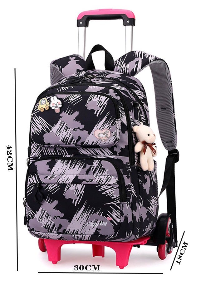 GoldenLike Girls Rolling Backpacks Large Capacity School Bag with wheels Durable Students Wheeled Backpack Kids Travel Trolley BookBag School Luggage Bag for Boys Girls - Image 2