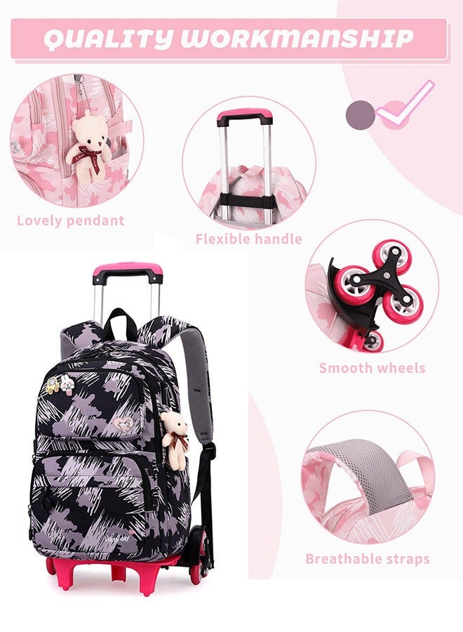 GoldenLike Girls Rolling Backpacks Large Capacity School Bag with wheels Durable Students Wheeled Backpack Kids Travel Trolley BookBag School Luggage Bag for Boys Girls - Image 3