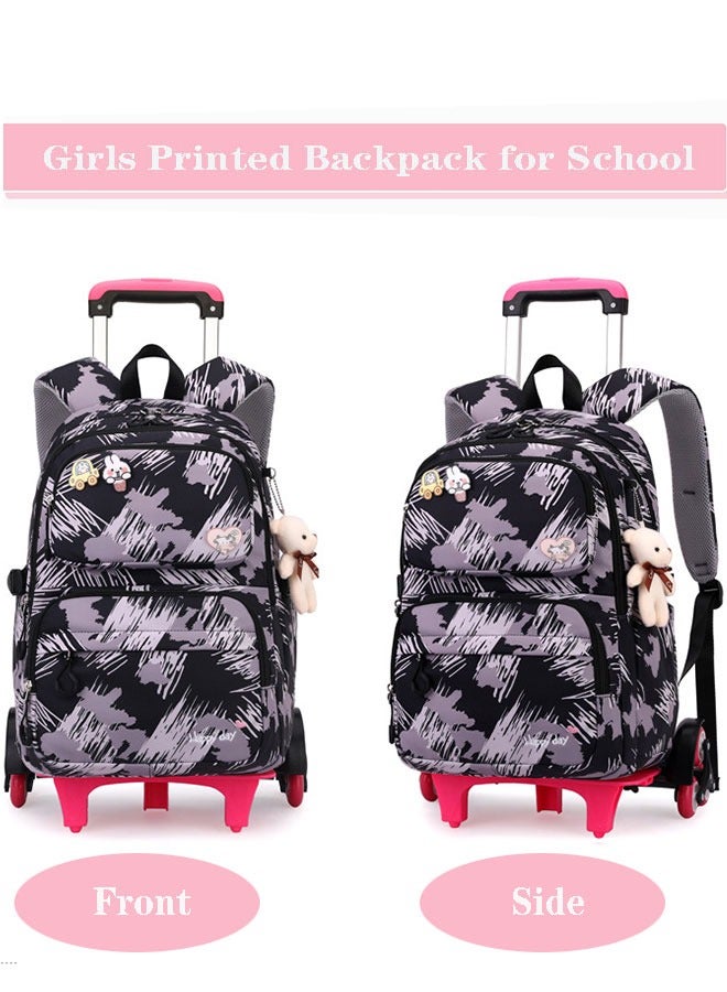 GoldenLike Girls Rolling Backpacks Large Capacity School Bag with wheels Durable Students Wheeled Backpack Kids Travel Trolley BookBag School Luggage Bag for Boys Girls - Image 4