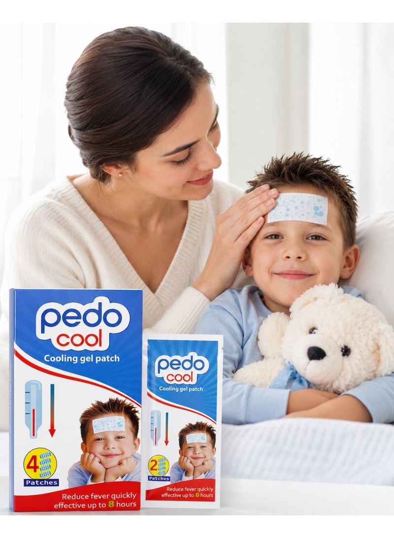 بيدو كمادات جل خافضة للحرارة للأطفال من بيدو كول (pedo cool) - لتخفيف سريع للحمى ممتد حتى 8 ساعات - عبوة من 4 قطع - Image 2