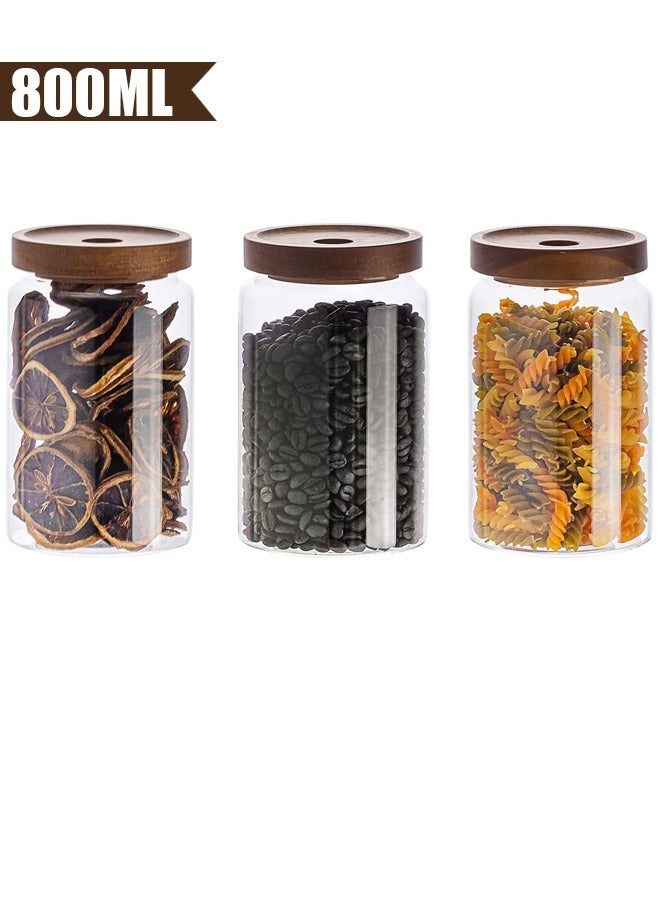 general 3 PCS Airtight Glass Storage Jar Borosilicate Glass Kitchen Canisters Glass Canister for Kitchen Pantry Organization Ideal for Coffee Nuts Cookie (800ml) - Image 1