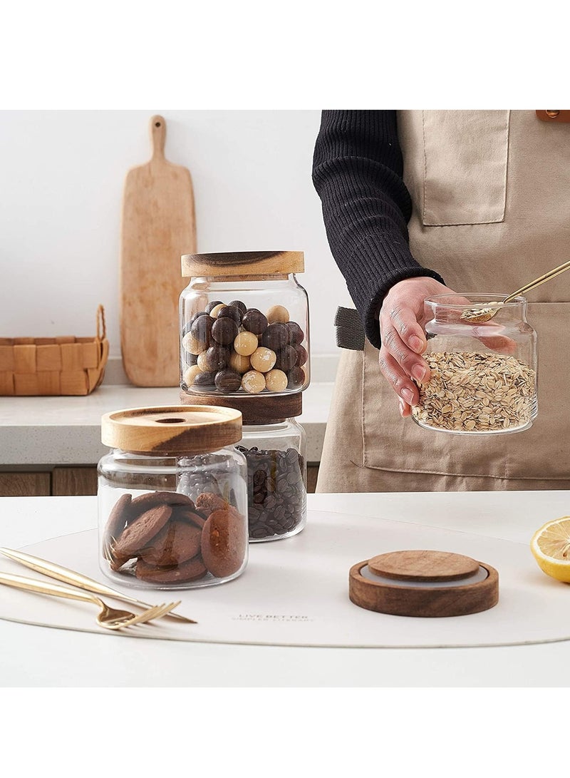 general 3 PCS Airtight Glass Storage Jar Borosilicate Glass Kitchen Canisters Glass Canister for Kitchen Pantry Organization Ideal for Coffee Nuts Cookie (800ml) - Image 3