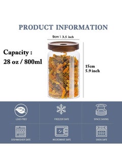General 3 PCS Airtight Glass Storage Jar Borosilicate Glass Kitchen Canisters Glass Canister for Kitchen Pantry Organization Ideal for Coffee Nuts Cookie (800ml)  - Image 2
