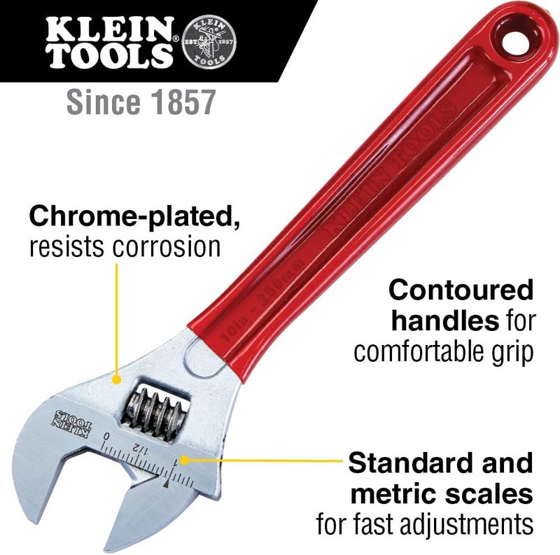 Klein Tools 10-Inch Adjustable Wrench Extra Capacity D507-10 - Image 2