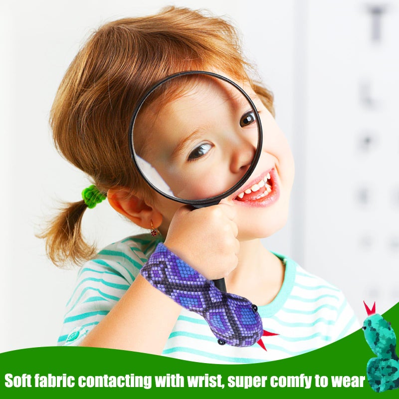 Shindel 10PCS Snake Slap Bracelets, Stuffed Snap Bands Reptile Snap Bracelets Fuzzy Animal Bracelet for Birthday Party Favors Halloween 10 Assorted Designs - Image 5