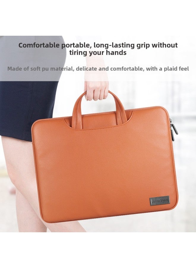 Macbook Computer Bag Suitable For Apple Huawei Handbag 15 Laptop Leather Business M3 Inner Bag-Color:Rose Gold-Applicable Model:15 Inches  - Image 5