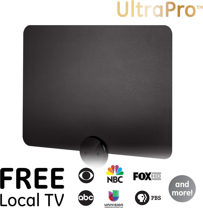جي إي هوائي تلفزيون داخلي مكبر فائق النحافة من ، جاهز للدقة الفائقة 4K و1080P رقمي عالي الوضوح UHF VHF، هوائي تلفزيون داخلي بعيد المدى، مكبر مع فلتر LTE، تشطيب قابل للعكس باللونين الأسود/الأبيض، 48862 - Image 3