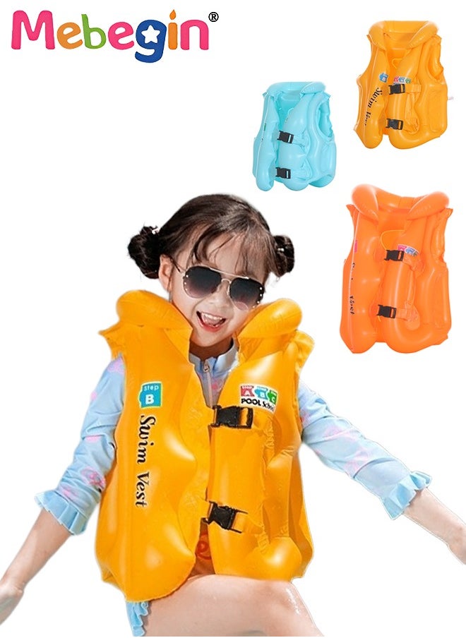 MEBEGIN 3Pcs Different Size Swim Vests Set for Kids, Floatation Vest with Adjustable Buckles, Buoyancy Swimming Aid Float Jackets for Learning Swiming, Perfect for Pool, Swim Lesson, Beach and Water Party  - Image 1