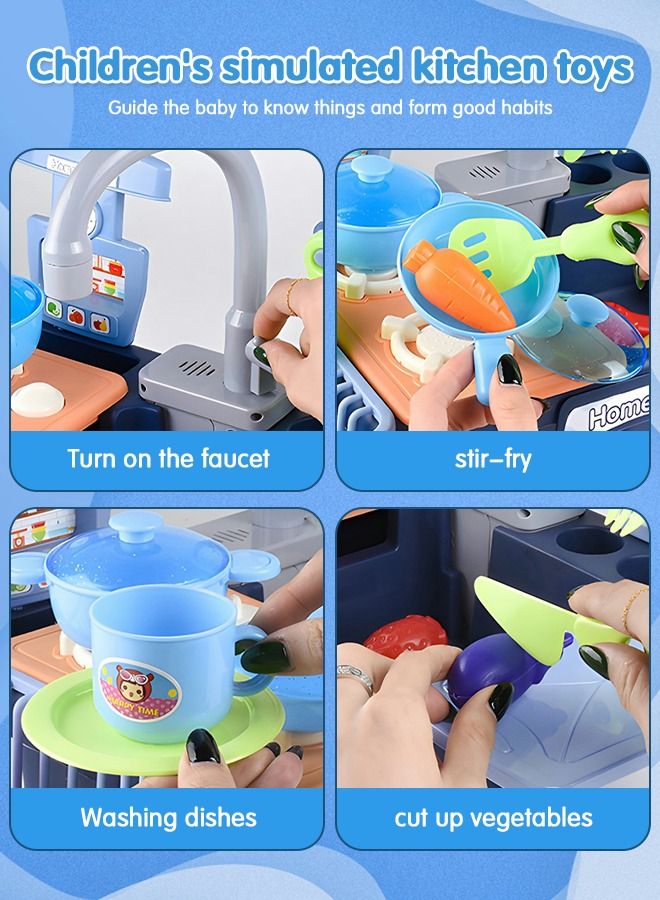 GROIC Kitchen Play Sink Toys, Fun & Educative Kids Toy Sink,Sink Toys with Cooking Stove Accessories, Dish Rack, Pot and Pan, Pretend Role - Image 3