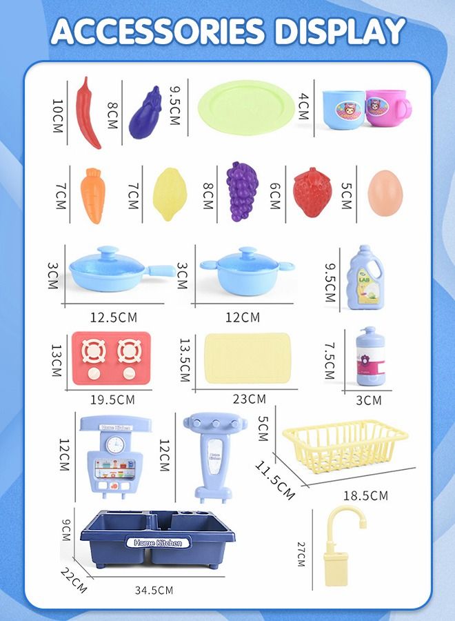 GROIC Kitchen Play Sink Toys, Fun & Educative Kids Toy Sink,Sink Toys with Cooking Stove Accessories, Dish Rack, Pot and Pan, Pretend Role - Image 2